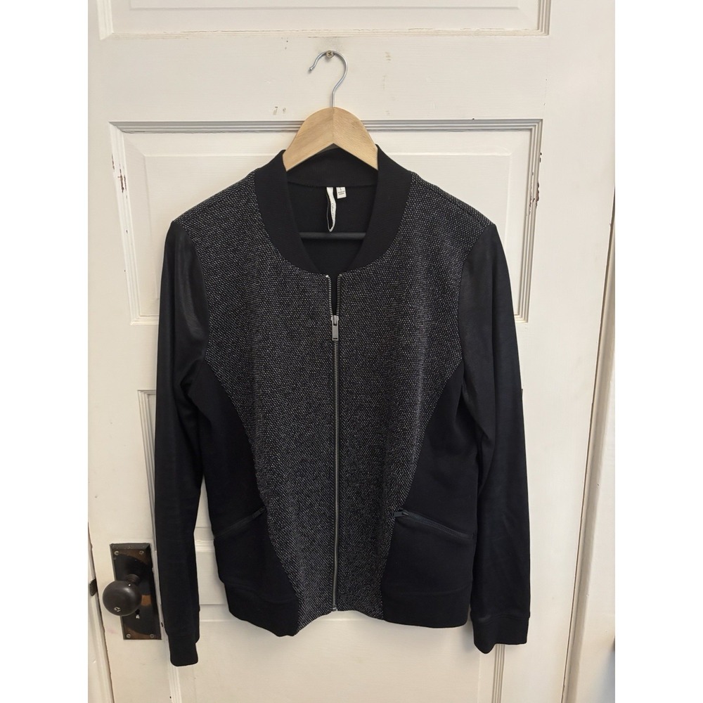 Calvin Klein Women's Black Gray Colorblock Jacket Full Zip Pockets Size Large